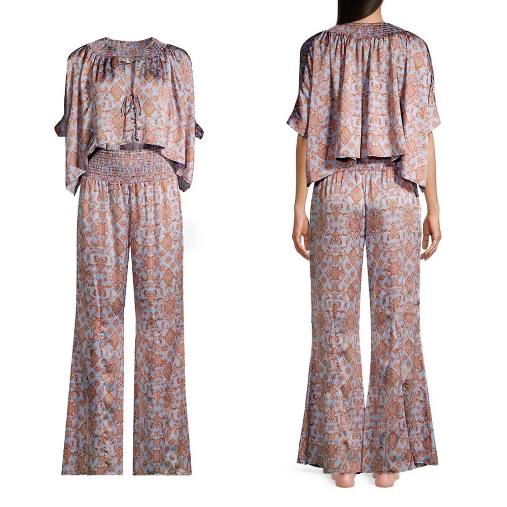 Free People Intimately Misty Mornings Sleep Set Blue Combo Paisley Large